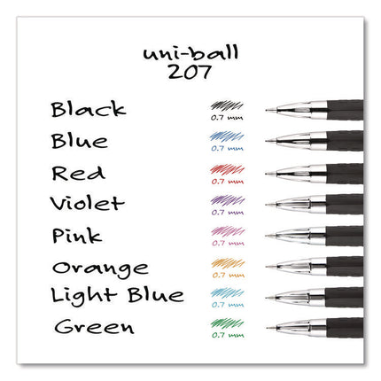 Signo 207 Gel Pen, Retractable, Medium 0.7 Mm, Black Ink, Smoke/black Barrel, Dozen