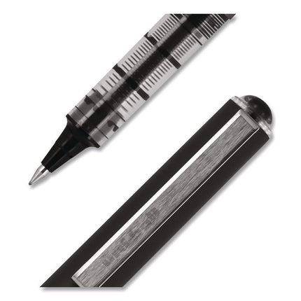 VISION Rollerball Pen, Stick, Extra-Fine 0.5 mm, Black Ink, Gray/Black/Clear Barrel, Dozen