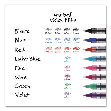 VISION Rollerball Pen, Stick, Extra-Fine 0.5 mm, Black Ink, Gray/Black/Clear Barrel, Dozen