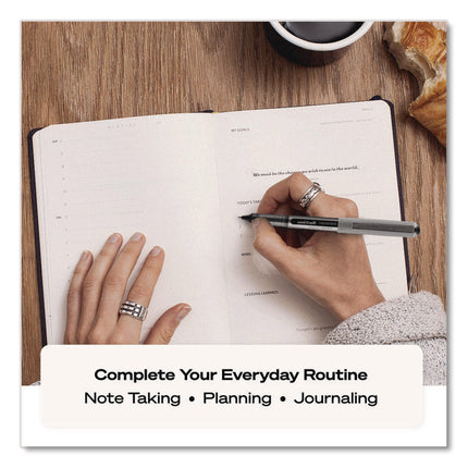 VISION Rollerball Pen, Stick, Extra-Fine 0.5 mm, Black Ink, Gray/Black/Clear Barrel, Dozen