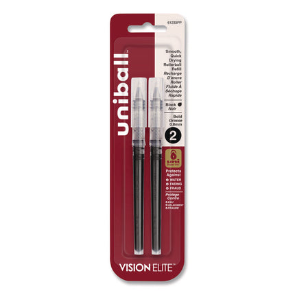 Refill For Vision Elite Roller Ball Pens, Bold Conical Tip, Black Ink, 2/pack