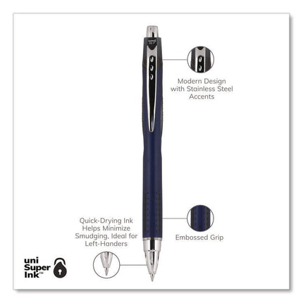 Jetstream Hybrid Gel Pen, Retractable, Fine 0.7 mm, Black Ink, Blue/Silver Barrel