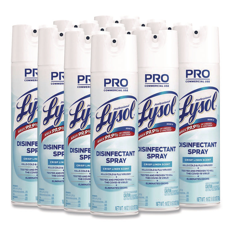 Disinfectant Spray, Crisp Linen Scent, 19 oz. Aerosol Spray, 12/Carton