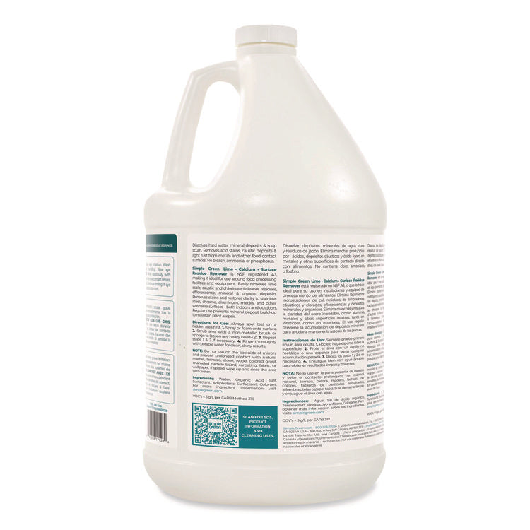 Lime Calcium Surface Residue Remover, 1 gal Bottle, 6/Carton