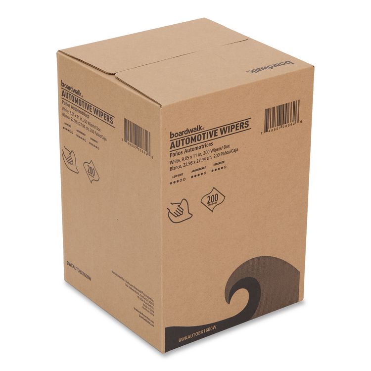 Automotive Shop Towels, 10.63 x 20.47, Unscented, White, 200/Box, 8 Boxes/Carton