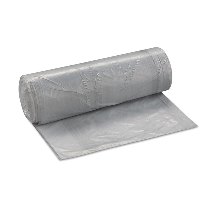 Low-Density Commercial Can Liners, 30 gal, 0.58 mil, 30" x 36", Clear, Interleaved Roll, 25 Bags/Roll, 10 Rolls/Carton