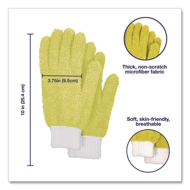 Microfiber Dusting Gloves, Yellow with White Cuffs, 2 Gloves