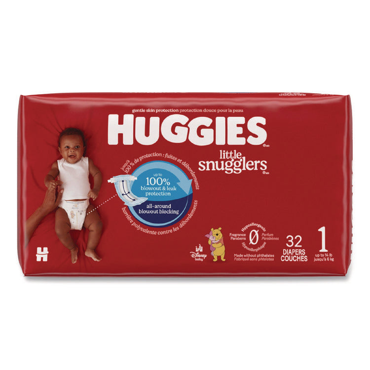 Little Snugglers Baby Diapers, Size 1, 8 lbs to 14 lbs, Disney Design, 32 Diapers/Pack, 4 Packs/Carton