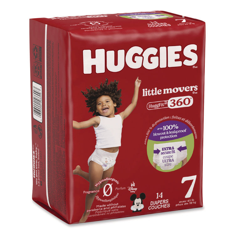 Little Movers HuggFit 360 Degree, Size 7, Over 41 lbs, Disney Design, 14 Diapers/Pack, 4 Packs/Carton