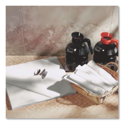 Linen-Feel Flat Napkins, 1-Ply, 16 x 16, White, 1,000/Carton