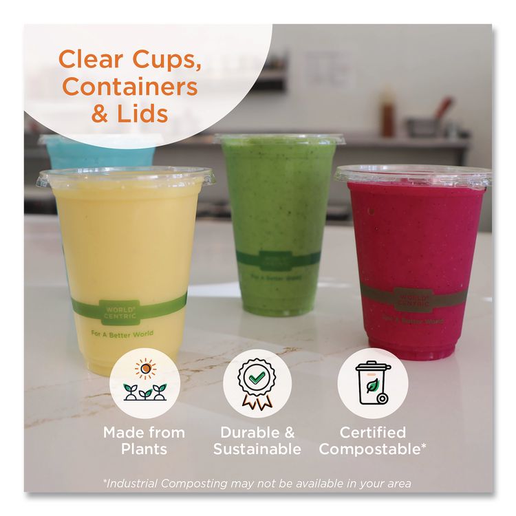 PLA Clear Cold Cup Lids, Fits 1 oz Portion Cups, Plastic, Clear, 3,000/Carton