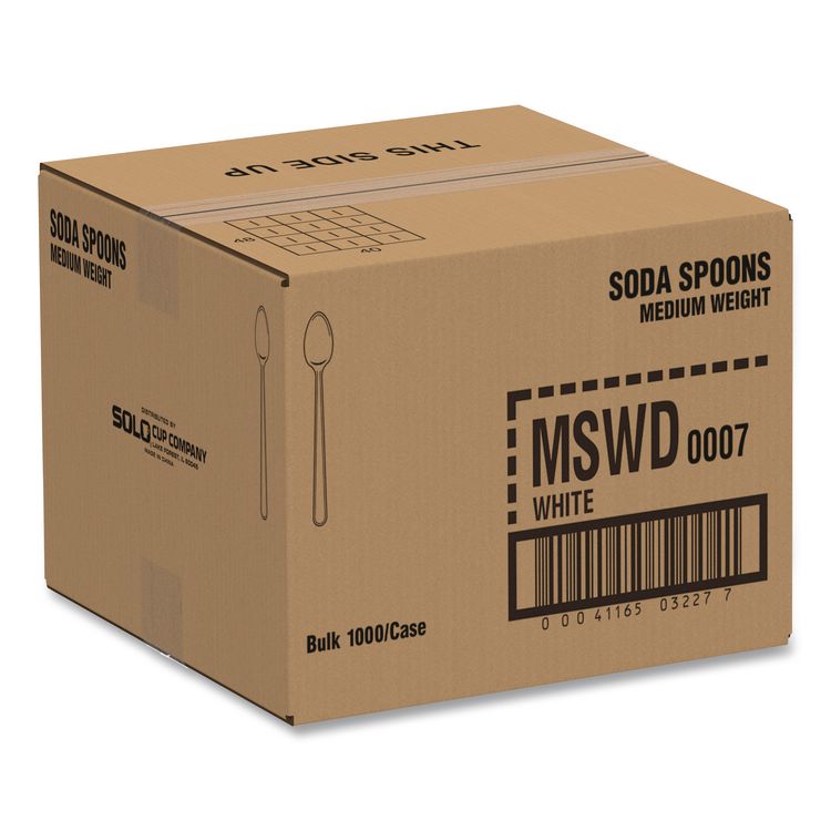 Specialty Cutlery, Soda Spoon, Plastic, White, 1,000/Carton