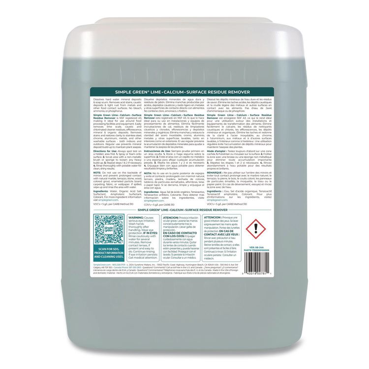 Lime Calcium Surface Residue Remover, 5 gal Pail