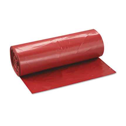 Low-Density Commercial Can Liners, Infectious Waste Biohazard, 45 gal, 1.3 mil, 40" x 46", Red, Interleaved, 20/RL, 5 RL/CT