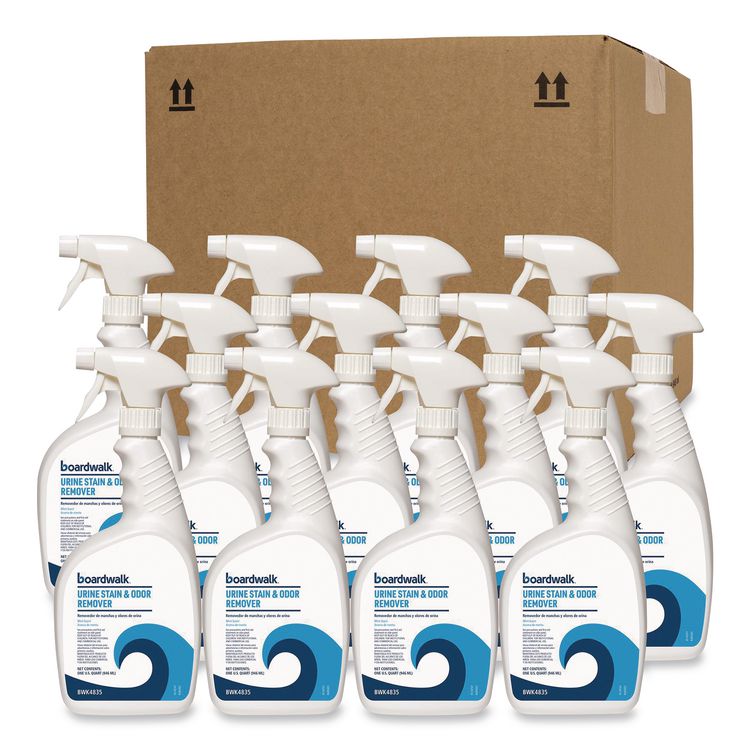 Urine Stain and Odor Remover, Fresh Mint Scent, 32 oz, 12/Carton