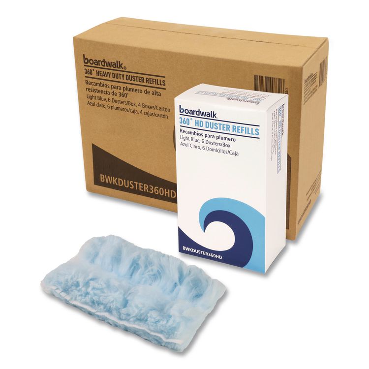 360 HD Duster Refills, Soft Fluffy Fibers, Light Blue, 6 Dusters/Box, 4 Boxes/Carton