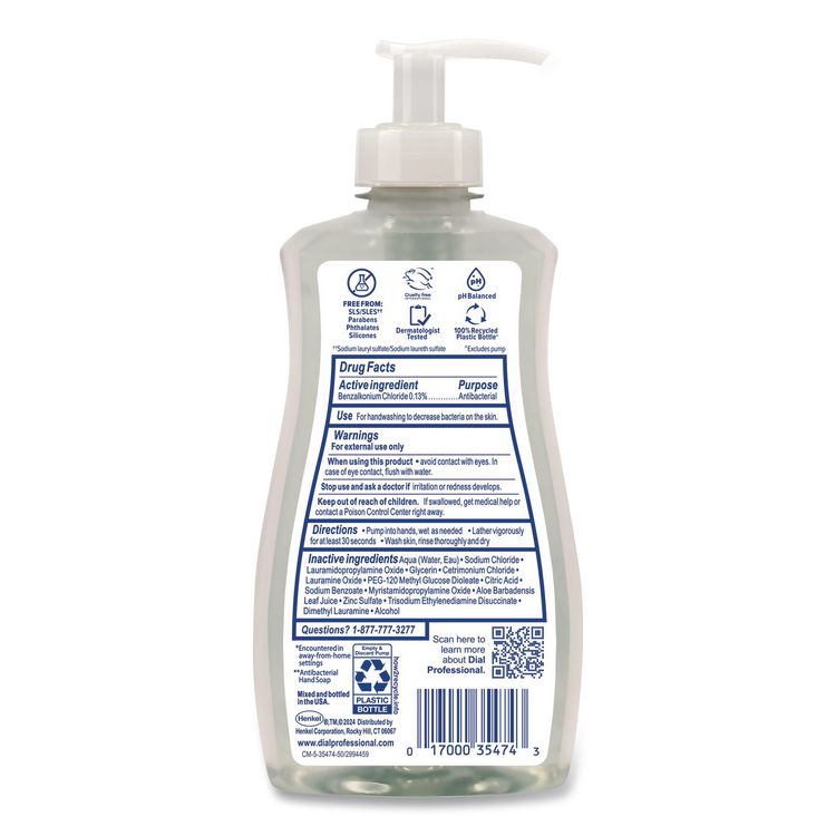 Antibacterial and Sensitive Liquid Hand Soap, Fragrance Free, 11 oz Pump Bottle