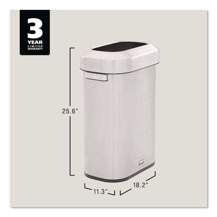 Refine Series Waste Receptacle, 15 gal, Plastic/Stainless Steel