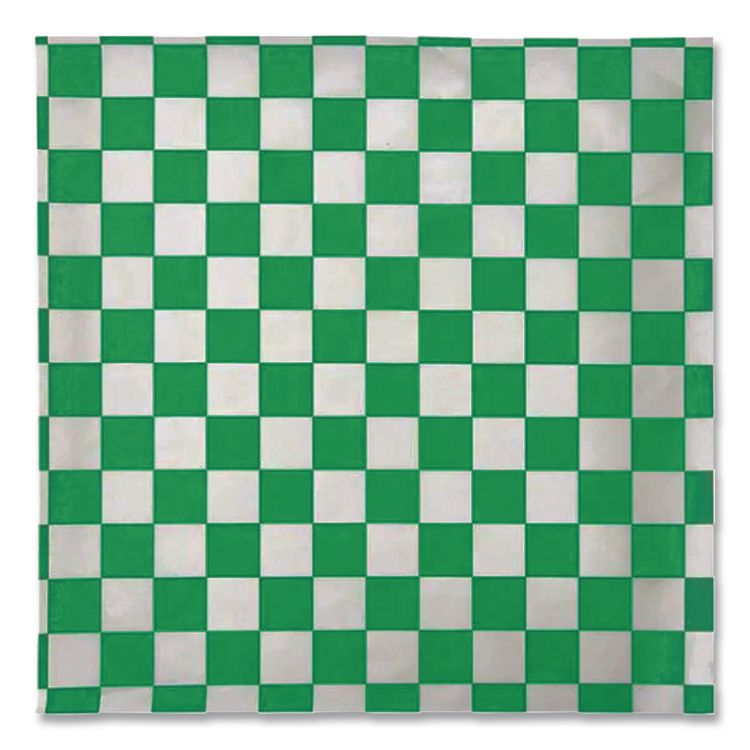 Grease-Resistant Paper Wraps And Liners, 12 X 12, Green Check, 1,000/box, 5 Boxes/carton