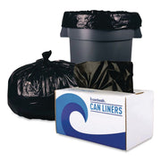 Reprocessed Resin Can Liners, 60 gal, 1.2 mil, 38 x 58, Black, 50 Bags/Carton