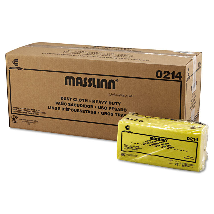 Masslinn Dust Cloths, 1-Ply, 24 x 40, Unscented, Yellow, 25/Bag, 10 Bags/Carton
