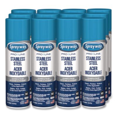 Sprayway® PRO LINE Stainless Steel Cleaner and Polish, 15 oz Aerosol Spray, 12/Carton