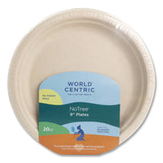 Fiber Plates, 9" dia, Natural, 20/Pack