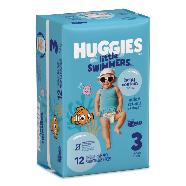 Little Swimmers, Size 3, 16 lbs to 26 lbs, 12/Pack, 8 Packs/Carton