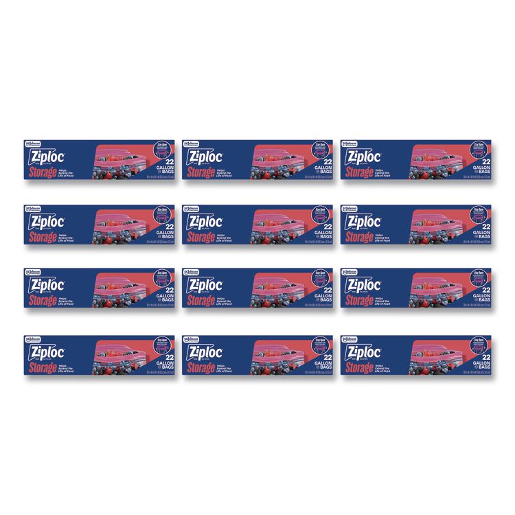 Double Zipper Storage Bags, Triple System Seal, Gallon, 9.6" x 12.1", Clear, 22 Bags/Box, 12 Boxes/Carton