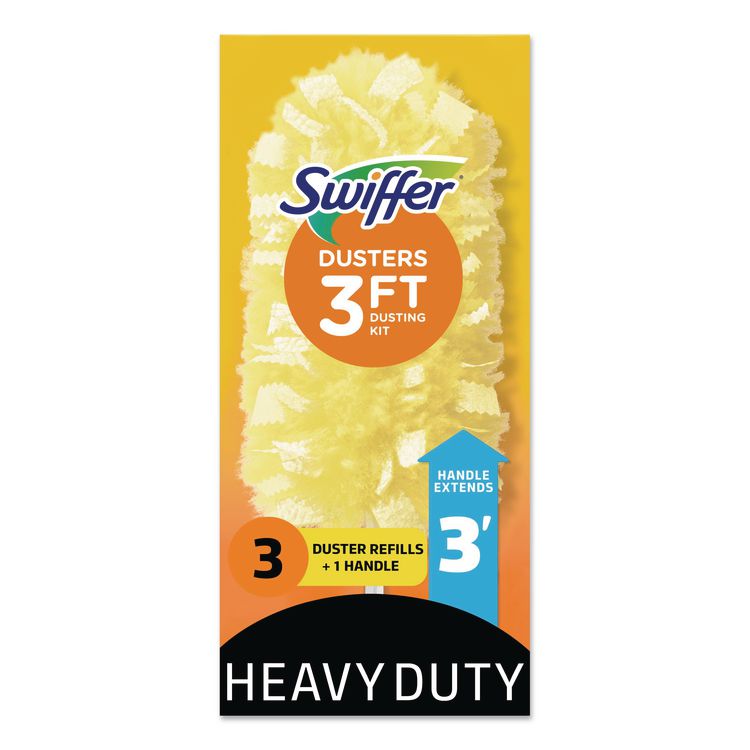 Heavy Duty Dusters With Extendable Handle, 14" To 3 Ft Handle, 1 Handle And 3 Dusters/kit