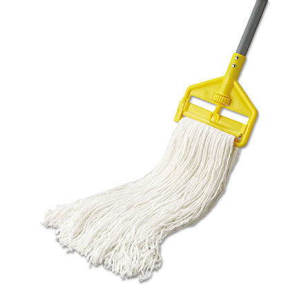 Economy Cut-End Rayon Mop Head, 24oz, 1" Band, White, 12/carton