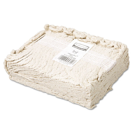 Economy Cut-End Cotton Wet Mop Head, 20oz, 1" Band, White, 12/carton
