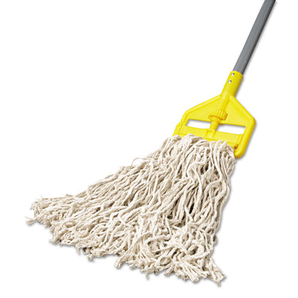 Economy Cut-End Cotton Wet Mop Head, 20oz, 1" Band, White, 12/carton