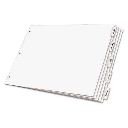 Paper Insertable Dividers, 5-Tab, 11 x 17, White, Clear Tabs, 1 Set