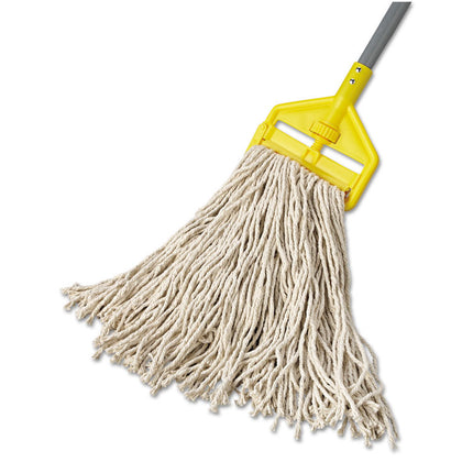 Premium Cut-End Cotton Wet Mop Head, 16oz, White, 1" Orange Band, 12/carton