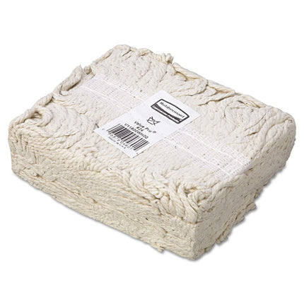 Economy Cut-End Cotton Wet Mop Head, 24oz, 1" Band, White, 12/carton