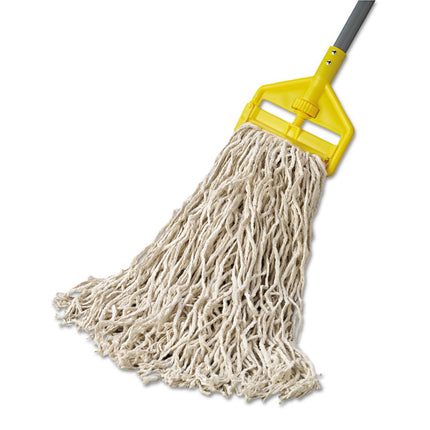 Economy Cut-End Cotton Wet Mop Head, 24oz, 1" Band, White, 12/carton