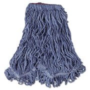 Super Stitch Blend Mop Head, Cotton/Synthetic, Large, 1" Red Headband, Blue, 6/Carton