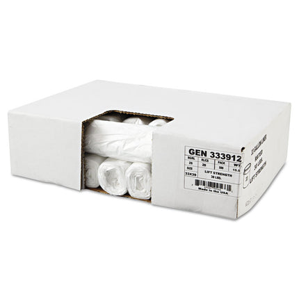 High-Density Can Liners, 33 gal, 9 mic, 33" x 39", Natural, Perforated Roll, 25 Bags/Roll, 20 Rolls/Carton