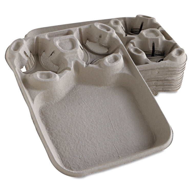 StrongHolder Molded Fiber Cup/Food Tray, 8 oz to 44 oz, Two Cups + Food Tray, Beige, 100/Carton
