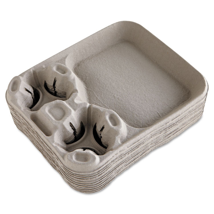 StrongHolder Molded Fiber Cup/Food Tray, 8 oz to 44 oz, Two Cups + Food Tray, Beige, 100/Carton