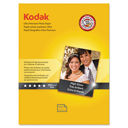 Ultra Premium Photo Paper, 10 Mil, 8.5 X 11, High-Gloss White, 25/pack
