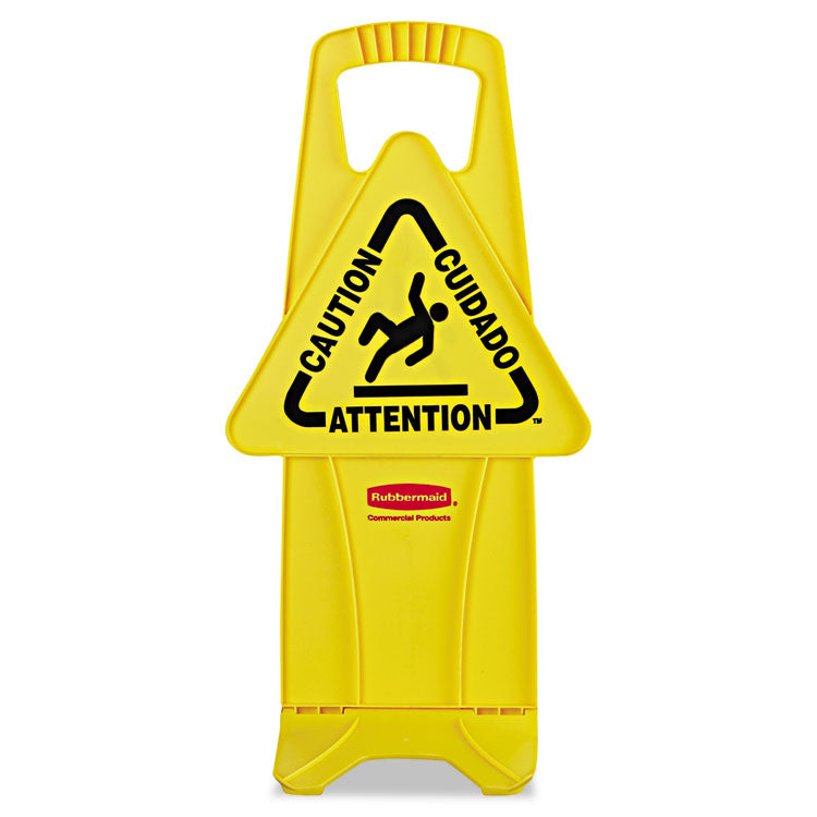 STABLE MULTI-LINGUAL SAFETY SIGN, 13 X 13.25 X 26, YELLOW