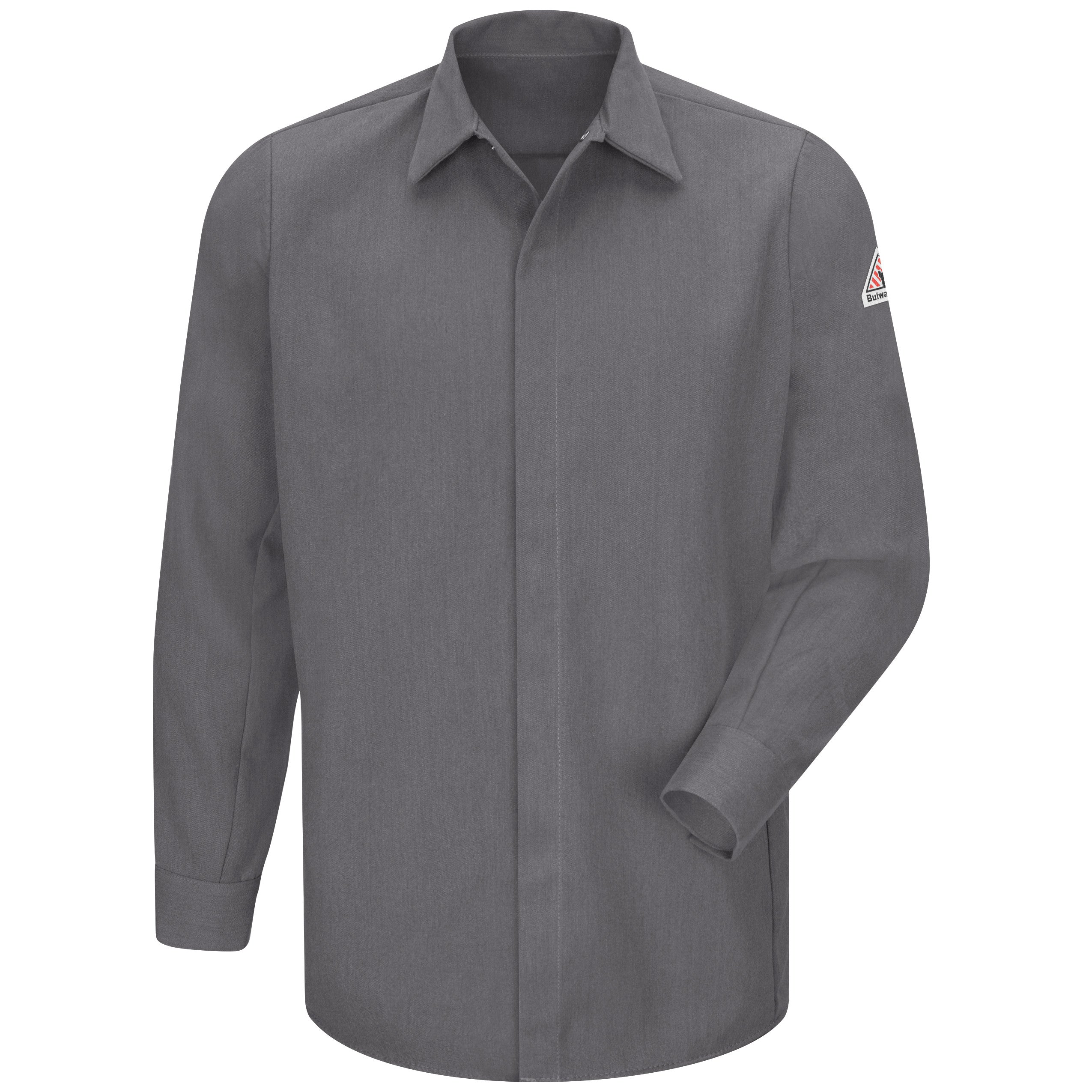 Bulwark® Men's Midweight FR Pocketless Concealed-Gripper Work Shirt / SMS2GY