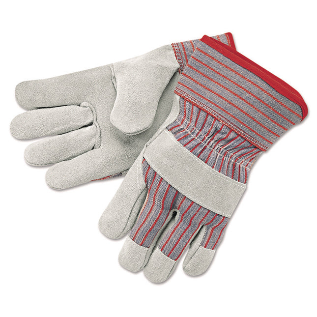 Economy Grade Leather Gloves, White/red, X-Large, 12 Pairs