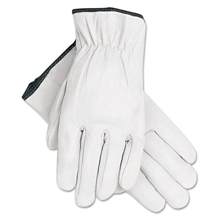 Grain Goatskin Driver Gloves, White, X-Large, 12 Pairs