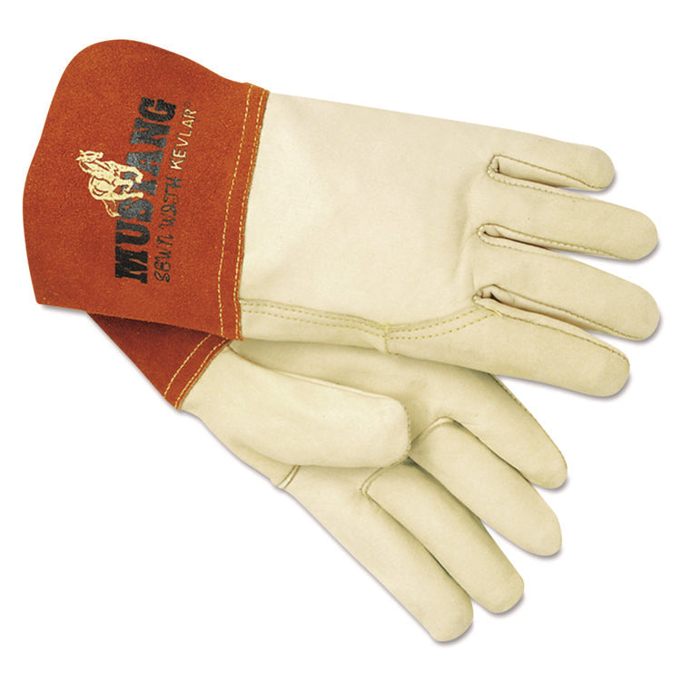 Mustang Mig/tig Welder Gloves, Tan, Medium, 12 Pairs