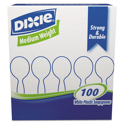 Plastic Cutlery, Heavy Mediumweight Soup Spoon, White, 1,000/Carton