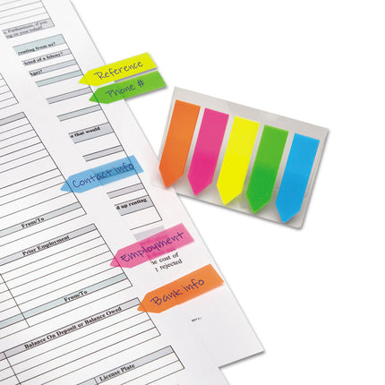 Seenotes Transparent-Film Arrow Page Flags, Assorted Colors, 50/pad, 5 Pads