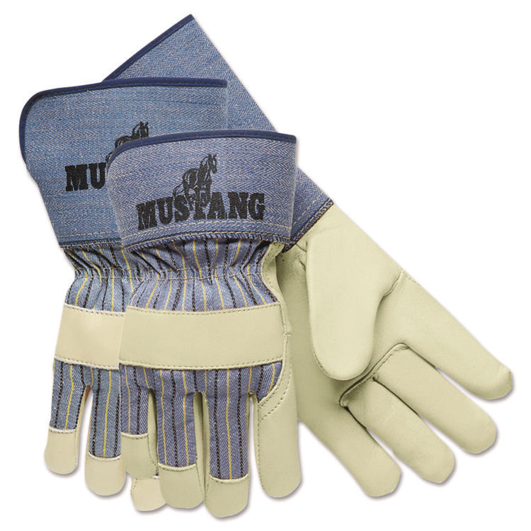 Mustang Premium Grain-Leather-Palm Gloves, 4.5" Long, Medium, Dozen